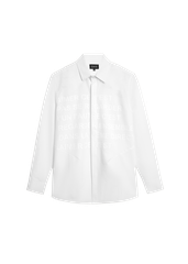 Collar Tonal Letter Print Shirt