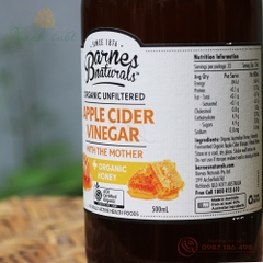 [Barnes Naturals] Giấm Táo Hữu Cơ Với Giấm Cái- Apple Cider Vinegar With Mother [Xanh Suốt]