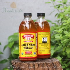 [Bragg] Giấm Táo Hữu Cơ Mỹ - Chứa Giấm Cái, Lên Men Tự Nhiên, Không Đường-  Apple Cider Vinegar With Mother [Xanh Suốt]
