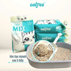 [Catfee] Cát Mix (Gỗ- Than Hoạt Tính- Bentonite)- Mix Cat Litter [Xanh Suốt]
