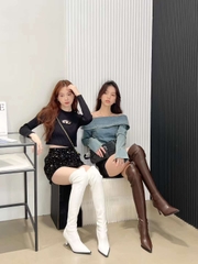 G001 (Bốt) Boots Đùi Nữ Trên Gối Gót Nhọn Hàng Đẹp Thời Trang