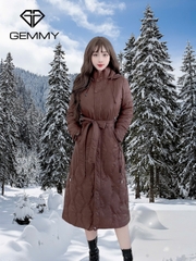 G9109 Áo Khoác Phao Dáng Dài Nữ Qua Gối Siêu Nhẹ Dày Ấm Thời Trang Cao Cấp