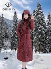 G9109 Áo Khoác Phao Dáng Dài Nữ Qua Gối Siêu Nhẹ Dày Ấm Thời Trang Cao Cấp