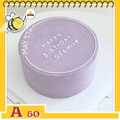 Bánh kem sinh nhật đơn giản A50 nền tím chữ trắng dễ thương không sến