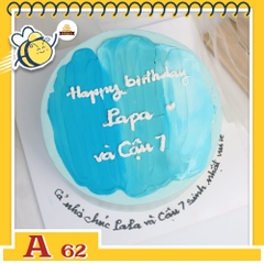 Bánh kem sinh nhật đơn giản A62 3 vệt màu loang xanh thiên thanh hút mắt