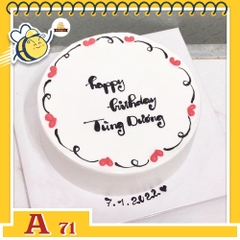 Bánh kem sinh nhật đơn giản A71 nền trắng viền hoa văn đen đỏ cực nổi bật