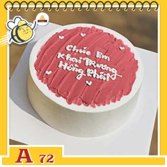 Bánh kem sinh nhật đơn giản A72 nền trắng trang trí vệt đỏ may mắn vui vẻ