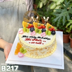 Bánh kem bắp B217 viền kem sò cổ điển mix trái cây tươi