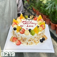 Bánh kem bắp B219 phong cách hiện đại với trái cây nhiệt đới