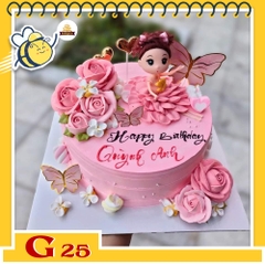 Bánh kem bé gái G25 rực rỡ sắc hồng