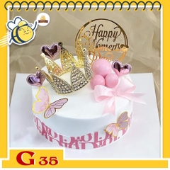 Bánh kem bé gái G35 bướm vờn vương miện