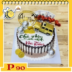 Bánh kem bé trai P90 ô tô tiền bạc đầy túi