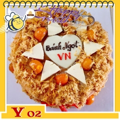 Bánh bông lan trứng muối sinh nhật Y02 trang trí đơn giản nhiều topping ăn bao ngon