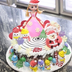 Bánh kem búp bê công chúa noel giáng sinh dễ thương