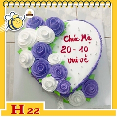 Bánh kem phụ nữ 20/10 H22 trái tim hoa trắng tím đằm thắm nhẹ nhàng cho mẹ, người yêu