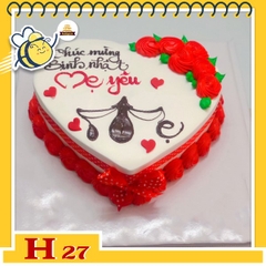 Bánh kem phụ nữ 20/10 H27 trái tim vẽ chữ mẹ thư pháp hoa đỏ ý nghĩa