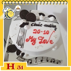 Bánh kem phụ nữ 20/10 H31 phong cách nốt nhạc oreo trắng đen thơm ngon