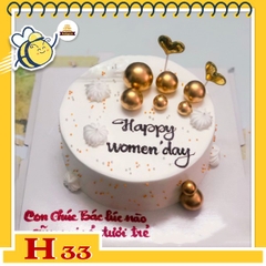Bánh kem phụ nữ 20/10 H33 nền trắng cắm phụ kiện hiện đại sang trọng