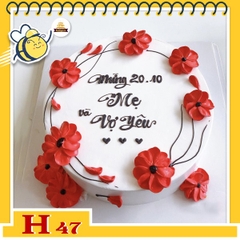 Bánh kem phụ nữ 20/10 H47 nền trắng vẽ hoa đỏ chưa bao giờ hết HOT