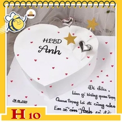 Bánh kem tặng người yêu H10 trái tim trắng tinh khôi điểm xuyết tim đỏ bé xinh khắp bánh cực tinh tế