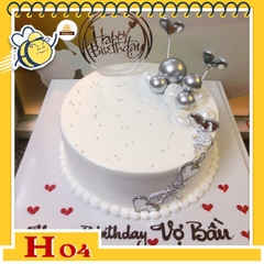 Bánh kem tặng người yêu H04 trắng tinh khôi trang trí phụ kiện hiện đại lấp la lấp lánh
