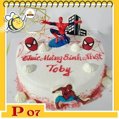 Bánh kem bé trai P07 nền trắng gắn sticker người nhện phụ kiện ngộ nghĩnh đáng yêu