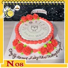 Bánh kem in ảnh N08 in ảnh tròn full mặt bánh viền đỏ và hoa ở đế bánh