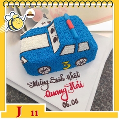 Bánh kem xe ô tô J11 xe ô tô cảnh sát màu xanh dương nước biển đẹp