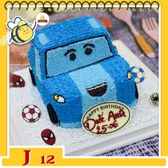 Bánh kem xe ô tô J12 xe ô tô màu xanh dương mặt cười cho bé trai