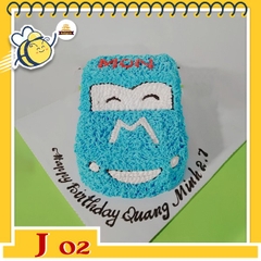 Bánh kem xe ô tô J02 xe 4 bánh màu xanh ô tô cho bé mơ ước