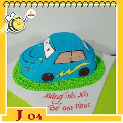 Bánh kem xe ô tô J04 chiếc xe hơi màu xanh dương tia chớp vàng ngộ nghĩnh trẻ thơ
