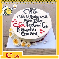 Bánh kem tặng cha C14 chữ thư pháp câu thơ ý nghĩa gửi gắm cho người Bố thân yêu