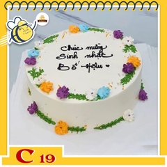 Bánh kem tặng cha C19 siêu đơn giản nền trắng viền cỏ hoa nhiều màu cực xinh kiểu Hàn Quốc