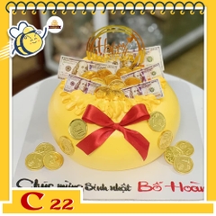 Bánh kem C22 bánh hũ vàng tặng bố chúc tài lộc