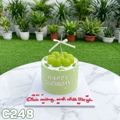 Bánh kem mini C248 phủ kem xanh mix nho mẫu đơn