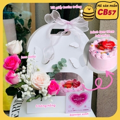 [TpHCM] Combo hộp túi bướm bánh kem hoa tươi 8/3 cực xinh CB57