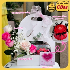 [TpHCM] Combo hộp túi bướm bánh kem hoa tươi 8/3 cực xinh CB58