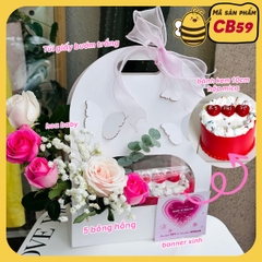 [TpHCM] Combo hộp túi bướm bánh kem hoa tươi 8/3 cực xinh CB59