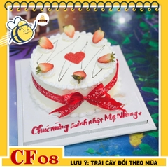 Bánh kem sinh nhật CF08 trang trí dâu đơn giản mà tinh tế