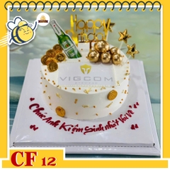 Bánh kem sinh nhật CF12 tặng khách hàng công ty in logo nổi bật