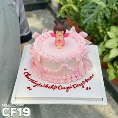 Bánh kem sinh nhật CF19 màu hồng cùng búp bê bé gái xinh iu