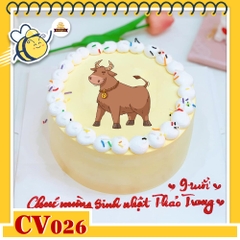 Bánh kem CV026 sinh nhật tuổi Sửu hình con trâu vui vẻ