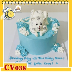 Bánh kem CV038 sinh nhật tuổi Dần hình con hổ, con cọp màu trắng