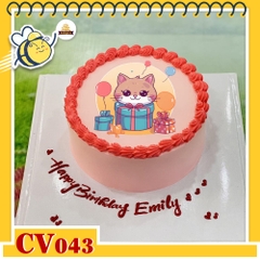 Bánh kem CV043 sinh nhật tuổi Mẹo hình con mèo vui vẻ