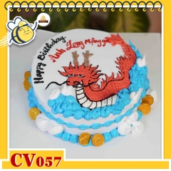 Bánh kem CV057 sinh nhật tuổi Thìn hình con rồng vẽ bằng kem