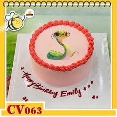 Bánh kem CV063 sinh nhật tuổi Tỵ hình con rắn đeo kính cute