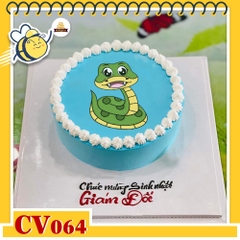 Bánh kem CV064 sinh nhật tuổi Tỵ hình con rắn xanh dễ thương