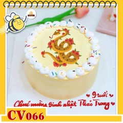 Bánh kem CV066 sinh nhật tuổi Tỵ hình con rắn và hoa nghệ thuật