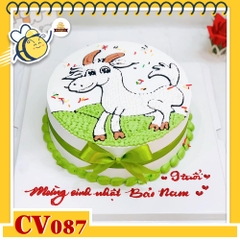 Bánh kem CV087 sinh nhật tuổi Mùi hình con dê chạy tung tăng