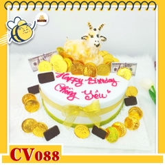 Bánh kem CV088 sinh nhật tuổi Mùi màu vàng cắm phụ kiện bắt con dê 3D